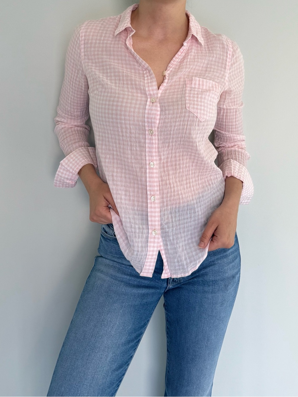 Old Navy Pale Pink Gauze Button-Down Shirt